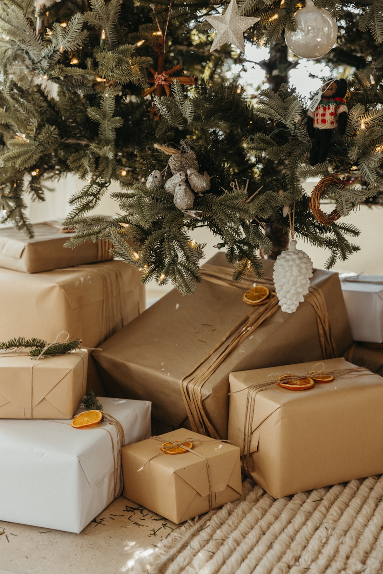 Under $100 Target gifts placed under Christmas tree.