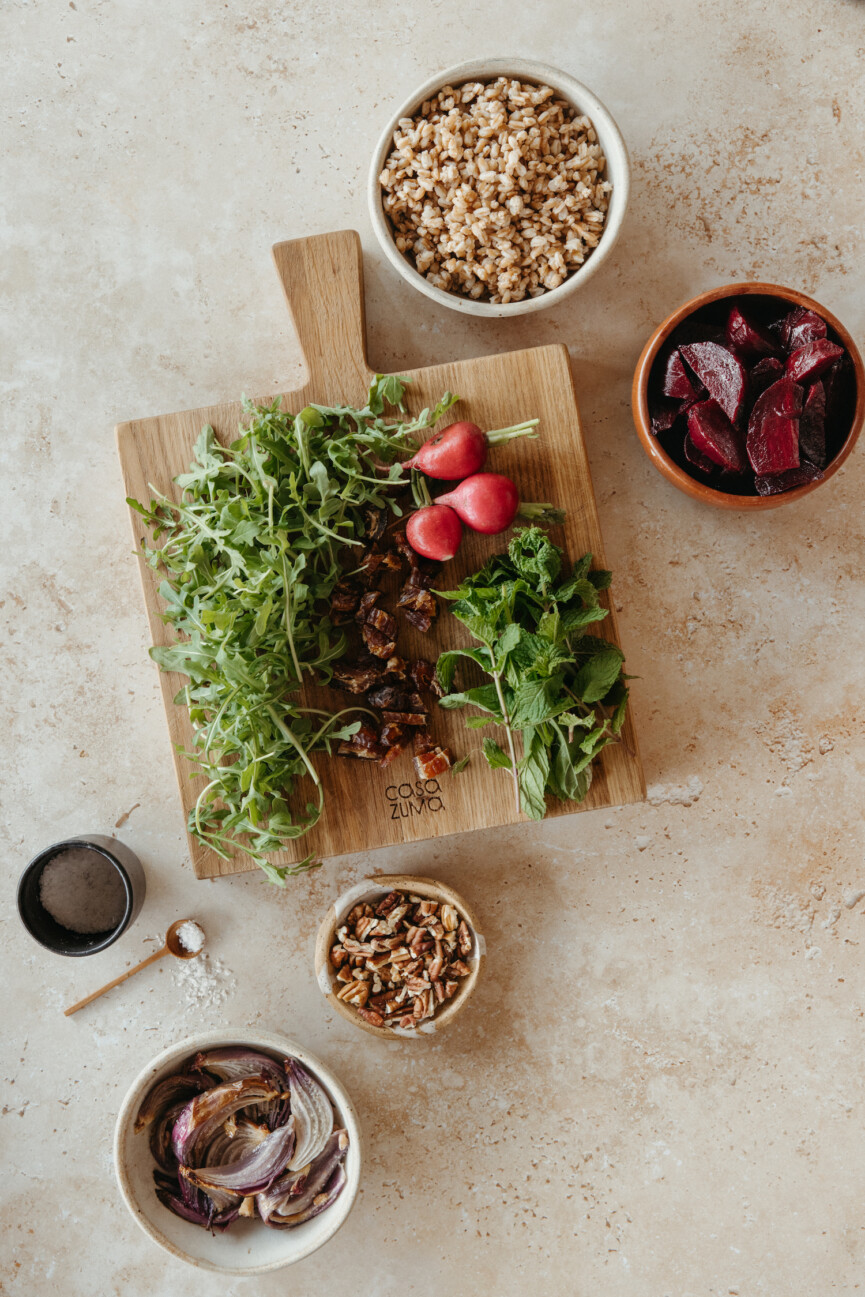 beet farro goat cheese salad