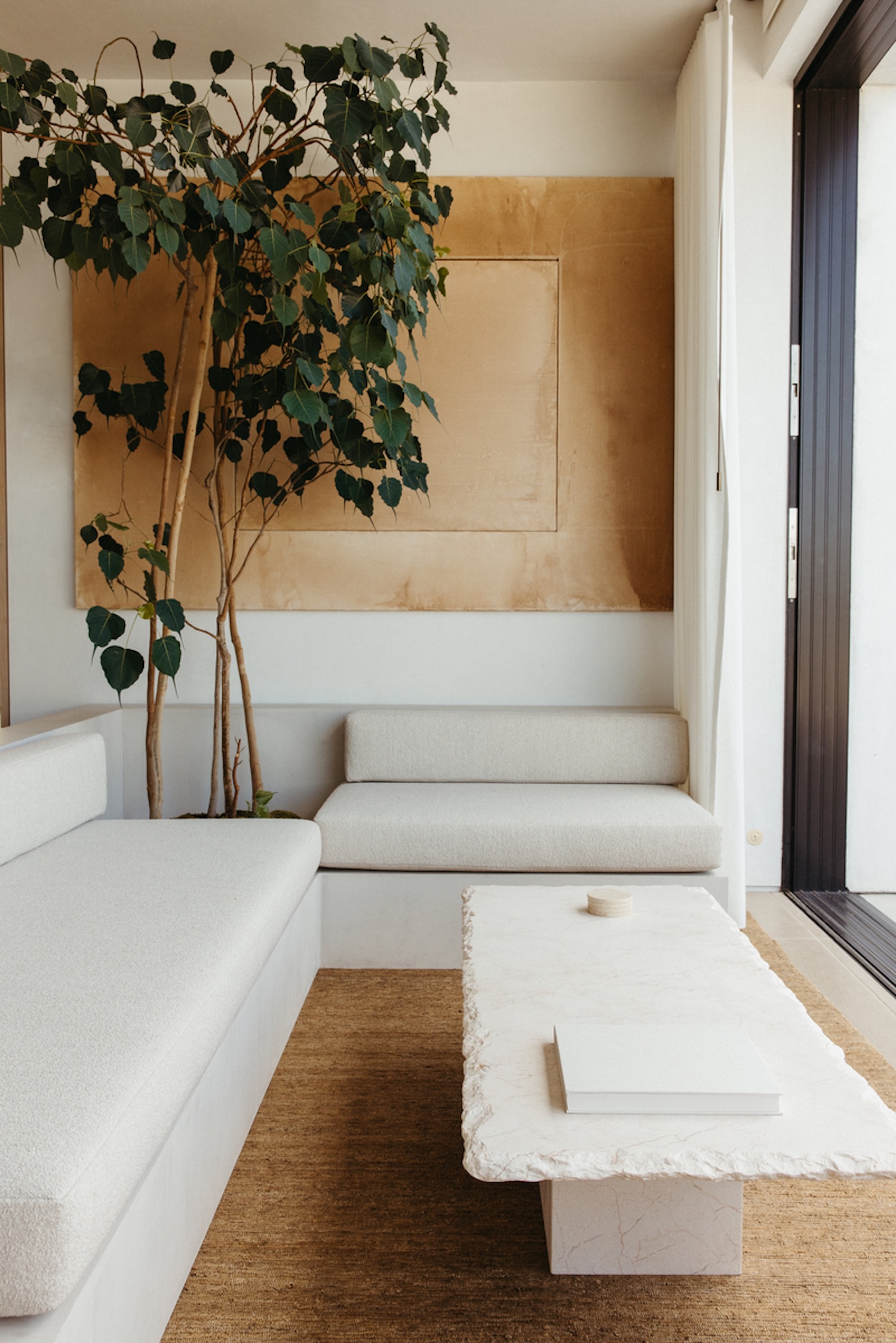 Bright, white living room.